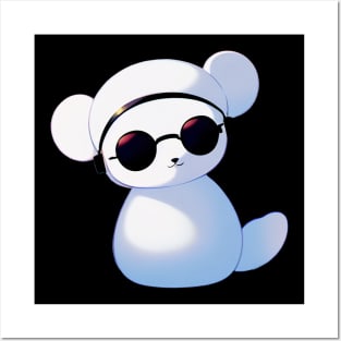 Anime Polar Bear with Sunglass Posters and Art